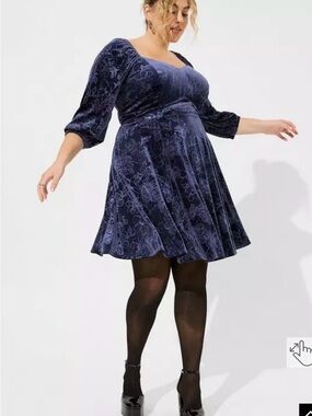 Torrid At The Knee Embossed Velvet Sweetheart Peplum Dress